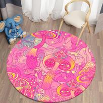 Psichodelinio grybo apvalus kilimas svetainei Kilimai Vaikų kilimas Minkštas neslystantis grindų kilimėlis vaikų miegamojo kilimui tapis 60cmx60cm pink
