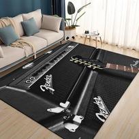 3D Retro Fender logotipas Gitara Instrumentai Muzika Kilimas Kilimas Svetainei Miegamajam Namams Sofos Dekoravimas, Vaikams Neslystantis Grindų Kilimėlis 40x60cm( 15x23in )