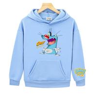 Oggy ir Tarakonai Berniukų Hoodies Komiksai Patogūs berniukų/mergaičių Pavasaris Ruduo Nauji Vaikų Hoodies Šilti džemperiai Kawaii Sportinė apranga 150 mėlyna