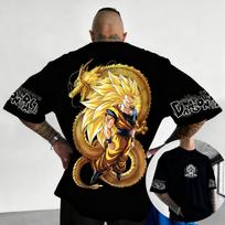 New Dragon Ball Goku Printed Shortsleeved Bandai Mens and Womens 2026 Summer Loose Breathable and Sporty Fashion Tshirts XL black