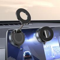 Epoxy 360° Rotating Magnetic Car Phone Holder with Lazy Fold Design gray