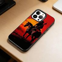 žaidimo-Red Dead Redemption 2 dėklas telefonui iPhone 17,16,15,14,13,12,11 Plus,Pro Max,XS,Spalvotas sidabruotas vidinis dangtelis iPhone17PRO brown