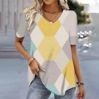Women's 3d Bohemia Printed T shirts V-neck Short Sleeved Tops Fashion Hawaii Style Blouse Tops Tees Summer Clothing Hot Sale 3XL white