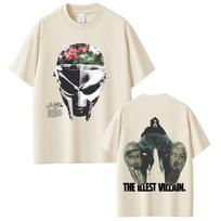 Rapper Mf Doom Madvillainy The Illest Villains Album Double Sided Print Tshirts Mens Women Hip Hop Fashion Pop Music T Shirts S beige