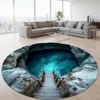 3D Vortex Round Rug, Ocean Water Whirlpool Design 3D Ocean Hole Round Rug Illusion Carpet Unique Living Room Home Decor Rugs 100cm x 100cm black