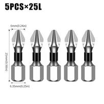 K5 Non-slip Driver Bit Strong Magnetic Electric Screwdriver Bit Portable Cross Drill Bit 5PCS 25L