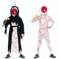 Kids Halloween Grim Reaper Costume Child Vampire Outfit Stage Performance Role Play Dress S juoda