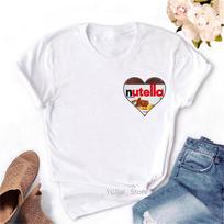 Aš myliu Nutella raidžių spaudinių marškinėliai Moteriški drabužiai 2026 Juokingi marškinėliai Femme trumpomis rankovėmis baltas marškinėlis vasaros viršūnės marškinėlis 5XL white