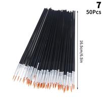 50Pcs Nylon Hair Paint Brush Set, Round Flat Tip Art Brushes For Acrylic Oil Watercolor Painting Suitable For Students Kids Arti black