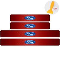 For Ford Focus Fiesta Fusion mk5 Ranger Mondeo Mustang 4PCS Carbon Fiber Car Door Sill Sticker Car Badge Threshold Center Cover 4pcs black
