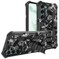 Camouflage Armor Shockproof Case For Samsung Galaxy A15 A16 A17 A26 A36 A55 A56 TPU Frame Plastic Hidden Kickstand Phone Cover For A16 4G or A16 5G gray