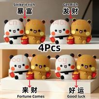 In Stock Panda Bubu & Yier Good Luck Desktop Ornament Cute Panda Bubu & Dudu Get Rich Get Rich Overnight Car Decoration Gifts