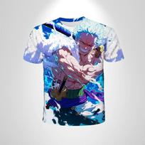 One Piece Gear 5 Nika Luffy Manga Panel Full Print T-Shirt, Anime Casual Sport Tee For Men Women Kids, Streetwear Top S blue