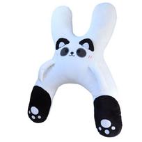 Toddler Ride Time Pillow with H-Shaped Plush Support Handle, Soft Fill and Stuffed Pillow for Child Travel Comfort During Long Drives balta/juoda