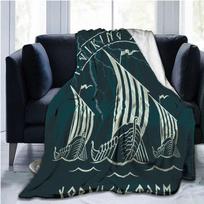 Vikingų senovės skandinavų runų kirviai 3D minkšta antklodė lengva flanelinė antklodė 75x90cm gray