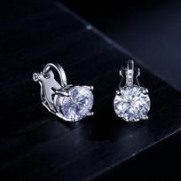 Shiny 7mm Cubic Zircon Ear Cuffs Earrings Round Crystal Fake Piercing Clip Earrings For Women Wedding Party Jewelry black