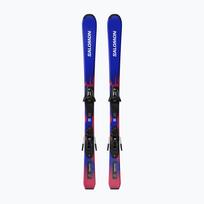 Vaikiškos kalnų slidės + apkaustai Salomon Equipe Jr S + C5 GW race blue/equipe red