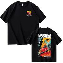 Grafinis T-shirt Žaibas Makvynas Ratai 95 Hip Hop Vintažinis T-shirt Harajuku Gatvės stilius Medvilninis Vasaros Viršus T-shirt Vyrams Moterims Marškinėliai 3XL black