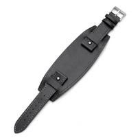 Leather Watch Strap 20mm 22mm 24mm with Mat Bund Cowhide Strap Business Retro Style Black Brown for Men Women Bracelet Wristband 22mm black