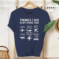 Unisex marškinėliai su lėktuvo grafika „Things I Do in My Spare Time 2026“ Mados Hip Hop gatvės stiliaus laisvalaikio trumpomis rankovėmis T-shirt ST01 4XL gray