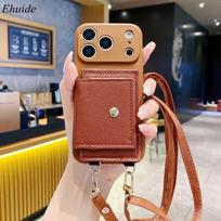 Piniginės Kortelių Laikiklis Dėklas Xiaomi Mi 15T Pro 14T Redmi 15C 15 14C Note 14 13 Per Petį Nešiojamas Dirželis PU Oda Silikoninis Dangtelis Redmi 15 5G brown