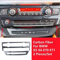 Carbon Fiber Style Center Console Trim Sticker for BMW X5 X6 E70 E71 Interior Panel C juoda