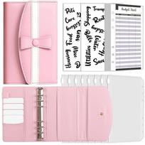 A6 PU Leather Budget Binder Notebook Cash Envelopes System Set with Binder Pockets For Money Budgets Saving Bill Organizer Gifts (pink,A6) rožinė