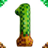 1/10Pcs Pixel Miner Number Foil Balloon Green 40 Inch Large Mylar Mining Brown Pixel Cubes Boxes Video Game Birthday Party Decor 40inch