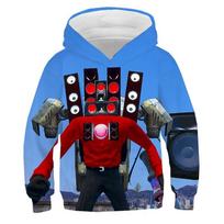 Skibidi Toilet Print Hoodie Kids Autumn Winter Clothes Children Titan Speakerman Sweatshirt Boys Hoodies Girls Cartoon Pullover 140 blue