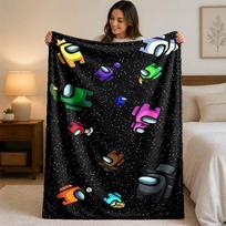 Among Us Print Flannel Blanket Cozy Warm Plush Throw Blanket For Bed Sofa Couch Indoor Household Use 75x90cm