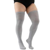 Thigh High Socks Women Plus Size Stockings Oversized Ladies Over Knee Large Big Long White Sock Black Striped Stocking 3Xxxxxl Plus size gray