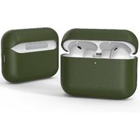 Leather AirPods Pro 3 Case Handcrafted Vintage Genuine Leather AirPods Pro 3 Protective Cover All-Around Shockproof Protection AirPods Pro 3 Pro alyvuogių žalios spalvos
