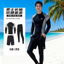 Mens 2-Piece Long Sleeve Rash Guard Set Snorkeling Swimming Surfing UV Protection Water Sports Wetsuit Alternative XXL white