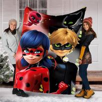 1pc Miraculous Ladybug5 Theme Blanket - Digital Print, Polyester, Cozy for All Seasons, Perfect for Outdoor, Camping, and Travel 150cmx200cm