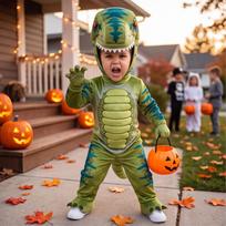 Kids Dinosaur Costume for Halloween Party, Animal Role Play Outfit for Children, Boys Girls Dress Up S black