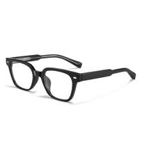 Thick square frame TR90 pin glasses, non-prescription eyeglass frame Black Frame gray