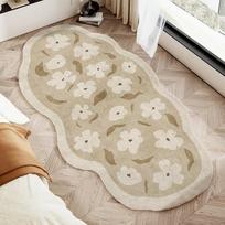 High End French Cream Style Bedroom Bedside Carpet Living Room Large Area Long Geometric Lines Carpet Fluffy Soft Decorative Rug 50x80cm gray