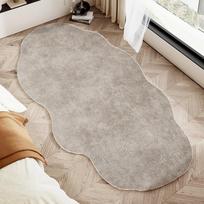 High End French Cream Style Bedroom Bedside Carpet Living Room Large Area Long Geometric Lines Carpet Fluffy Soft Decorative Rug 50x80cm gray