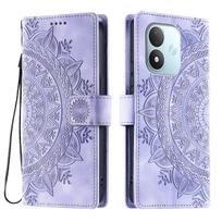 dėl Xiaomi Redmi Note 17 5G,17 4G Mandala raižyto PU odos atverčiamas piniginės tipo dėklas telefonui Redmi Note 17 4G violetinė