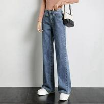 Wide-leg Mopping Pants Women's Autumn and Winter High-waist Loose Jeans Women's Thin Straight Drape Trousers 32 gray