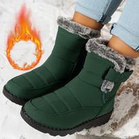 **Women Mid Calf Snow Boots Faux Fur Lined Velcro Wide Fit Waterproof Outdoor Cotton** 36 tamsiai žalia spalva