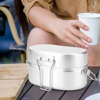 3 in 1 Lunch Box Bento nešiojamas pusryčių maisto laikymo dėklas stovyklavimo konteineriui sidabras