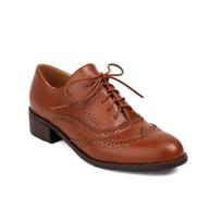NAUJI Moteriški Oksfordai Pavasario/Rudens Batai Moteriai PU Odiniai Brogues Vintažiniai Suvarstomi Mokasinai Laisvalaikio Rankų Darbo Juodi Balti Mergaičių Batai 7.5 brown