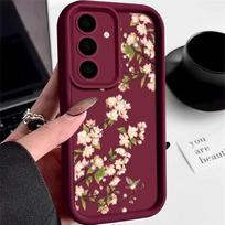Dėklas Samsung Galaxy A55 A54 A26 A35 A15 A16 A56 A25 5G S25 Edge S24 S23 S22 Ultra S24 S21 FE Rožiniai gėlės Minkštas telefono dėklas For Samsung Galaxy S23 brown