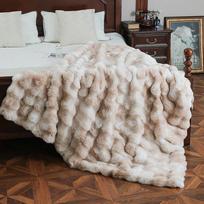 Rašelinis dvipusis dirbtinio triušio kailio burbulinis flisinis pledas sofai ar biuro pietų miegui 45×45 cm Cushion Cover white