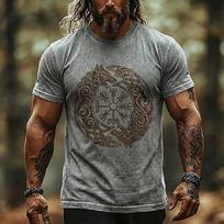 Vikingų Vilkas Norse Rūna Marškinėliai Vyrams Skalbtas Medvilnės Mišinys Grafinis Marškinėlis Keltų Mazgas Mitologija Streetwear Viršus Drabužiai S M L XL XXL XXXL 6XL gray