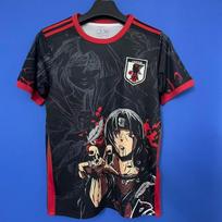 Japonijos nacionalinės futbolo rinktinės marškinėliai anime manga trumpomis rankovėmis futbolo marškinėliai Japonijos nacionalinės komandos marškinėliai L black