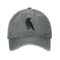 Black Raven Baseball Caps Unisex Cowboy Hat Casquette Cap Vintage Adjustable Fashion, One Size gray