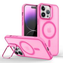 Magnetic Luxury Matte Translucent Armor Lens Stand Case For iPhone 16 15 14 13 12 11 Pro Max For Magsafe Wireless Charge Cover For iPhone 11 black