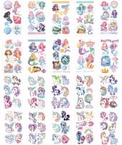 20 Sheets Tattoo Sticker for Kids, Glitter Temporary Tattoos, Mermaid Unicorn Makeup Kit for Girls, Party Favors, Group Activities, DIY Body Art white
